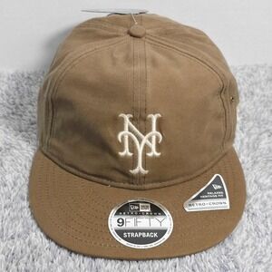 New Era 9FIFTY New York Mets Retro Crown Cooperstown Strapback Hat Cap Khaki NWT